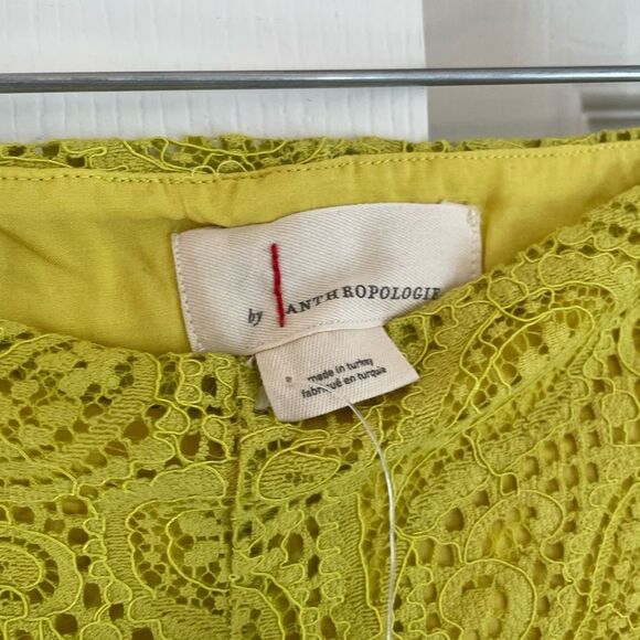 NWT Anthropologie Flared Lace Pants Size 2 Lined Green Yellow - Picture 9 of 13